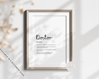 Personalised Doctor GP Definition Print, Gifts For Doctor, NHS Worker, Healthcare Worker, Keyworker, Healthcare, Thank You Doctor