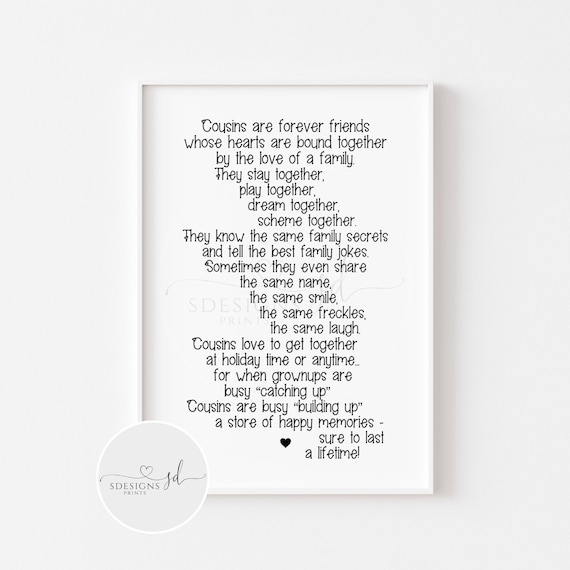 Cousins Poem Print De Citation De Cousins Meilleurs Amis Etsy France