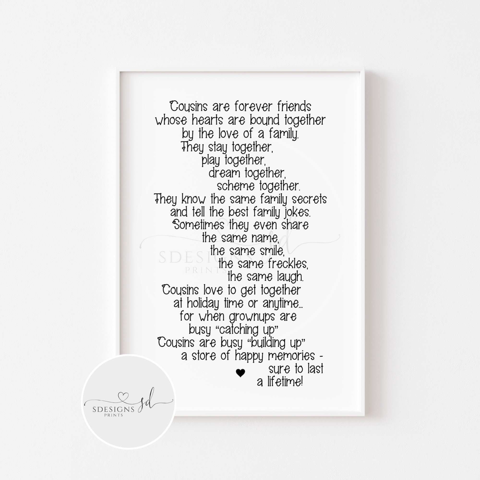 Cousins Poem Print Cousins Quote Best Friends Gift for Cousin Family  Children Print - Etsy Ireland