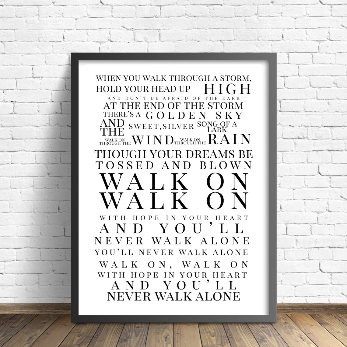 Youll Never Walk Alone Lyrics Print YNWA LFC Liverpool Etsy