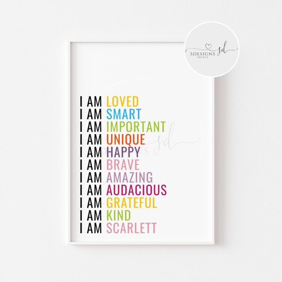 Positive Affirmations Print for Kids gift for daughter Teenage Girl Room Decor Empowering gift for her Teenager wall Decor Personalised Positive Affirmations Print for Kids gift for daughter Teenage Girl Room Decor Empowering gift for her Teenager wall Decor Personalised