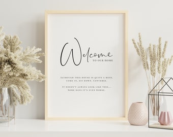 Funny Welcome To Our Home Quote Print | New Home Gift | Family Wall Art | Housewarming