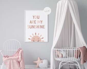 You Are My Sunshine Print | Nursery | Playroom | Johnny Cash | Music Lyrics | Pink | Sunshine | Children’s Bedroom