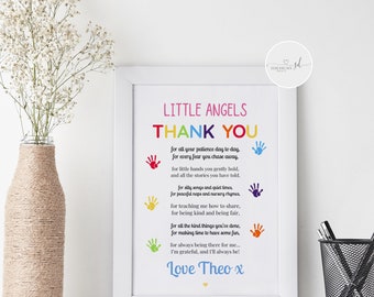 Thank You Pre School Nursery Poem Print | End Of Year Teacher Gift | End Of Term Gift | Personalised Print | Play School