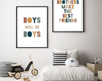 Scalable Printable All sizes Nursery Decor Baby and Kids room print Digital Download Boys will be Boys quote print \u2013 Black and White