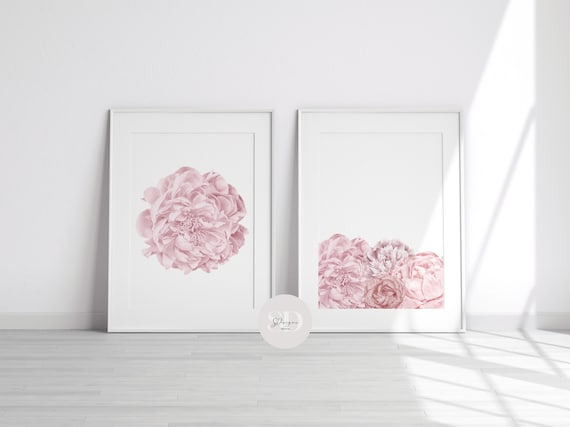 Set of 2 Pink Peony Prints, Pink Flowers Wall Art, Peonies Print, Blush Pink  Decor, Paeonia Print, Floral Flower Wall Art 