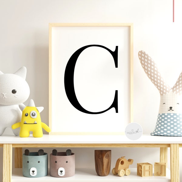 Colour Initials Black and White Initial Poster - Etsy