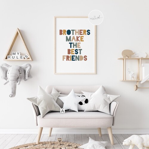 Brothers Play Together Printable Wall Art Boy Nursery Decor Etsy