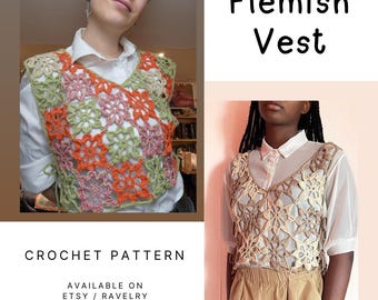 Flämische Weste Häkelanleitung | Frühling Sommer Blumenmotiv