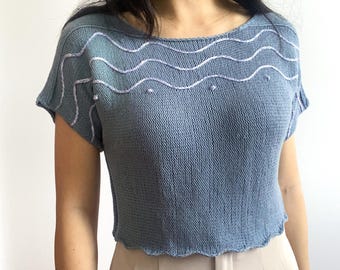 Side Waves Tee Strickmuster | fließendes Drop-Sleeve-Größe inklusive Tshirt