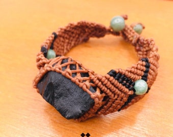 genuine mens womens black onyx bracelet jade Myanmar large braided rope feng shui natural stone spiritual