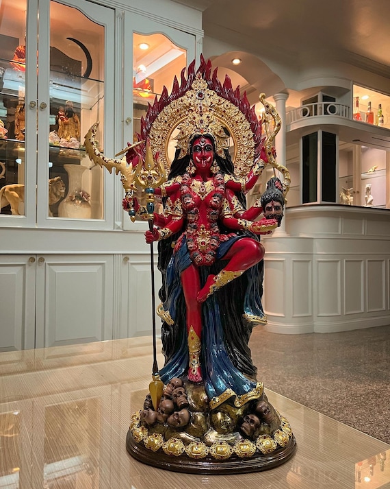 Kali Statue Silica Resin Work Goddess Kali Idol Kali Large Standing Statue  Maa Kali Mata Sculpture Kaali Kali Clay Statue Black Kali 