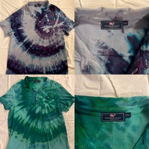 Swirl Hand Ice Tie Dye Designer Polo Short Sleeve Shirt Size XXL
