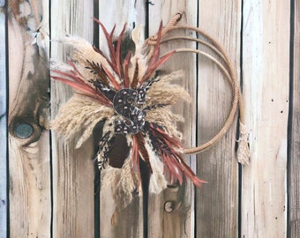 Rope Wreath Western Decor Lariat Wreath Western Room Decor Western Home Decor Western Floral Arrangement Western Lariat Wreath Wedding Decor