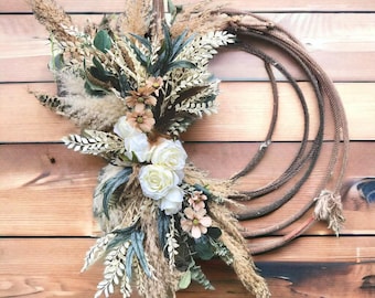 Rope Wreath Country Farmhouse Spring Summer Door D - Version 2