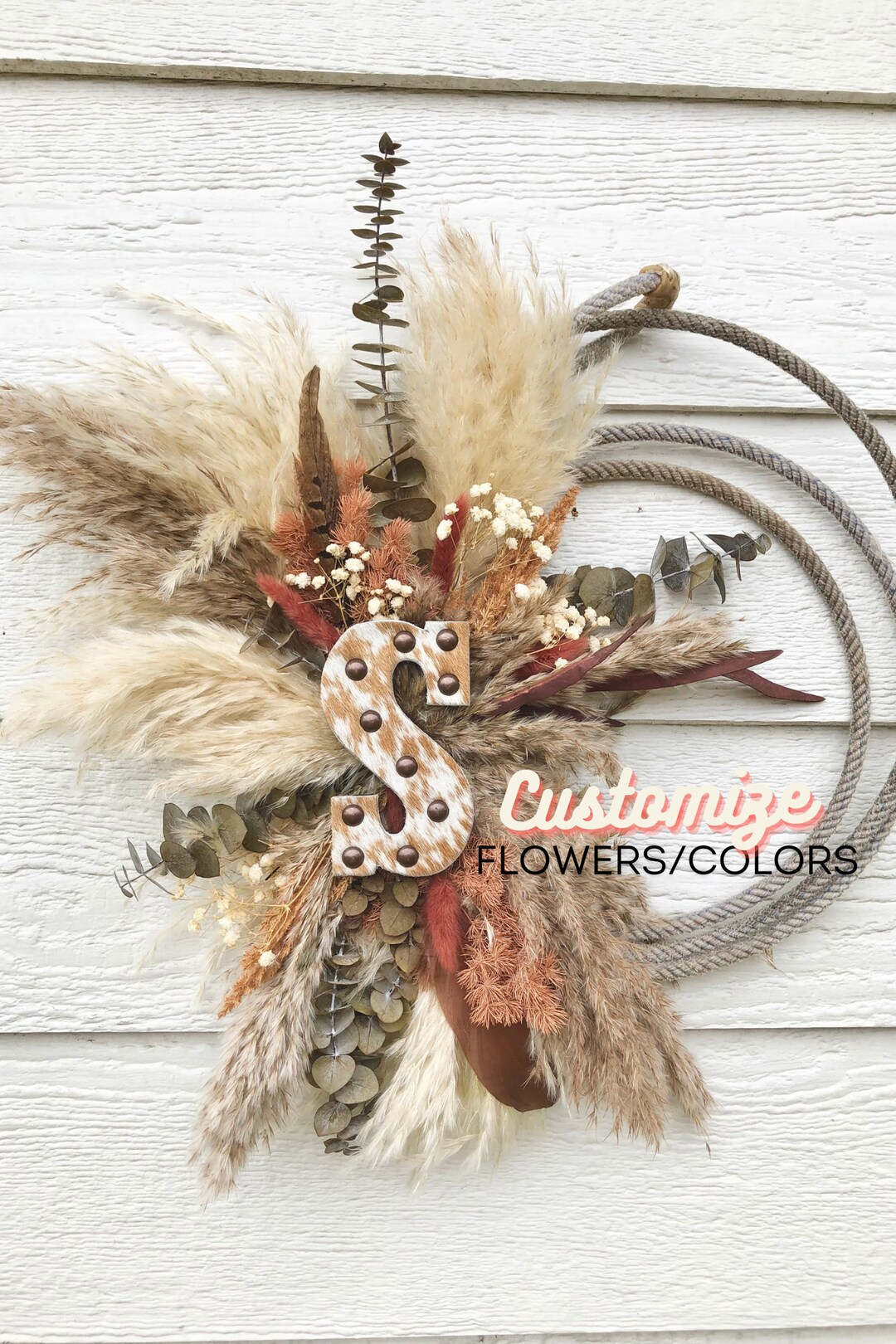 Rope Wreath Western Ranch Gift Decor Rustic Ranch Wall Art Custom ...