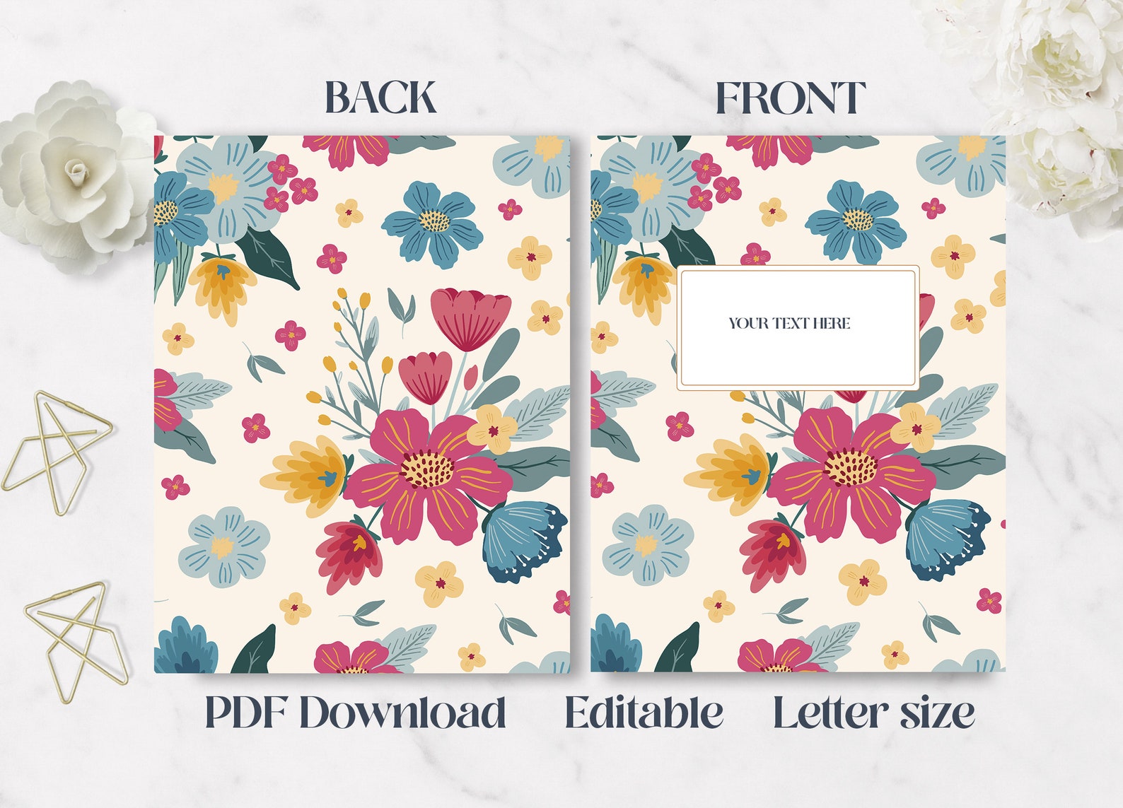 Binder Cover Floral Binder cover printable edit School Etsy