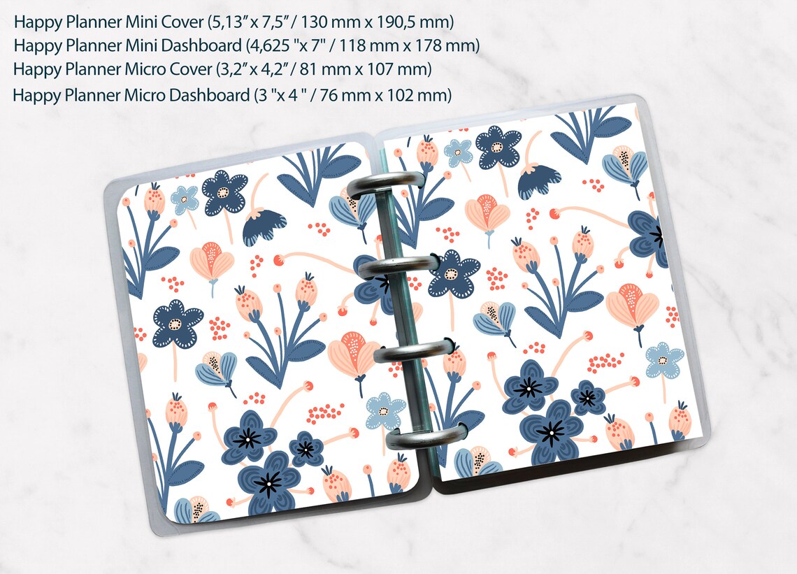 Printable mini happy planner cover Happy Planner dashboard Etsy