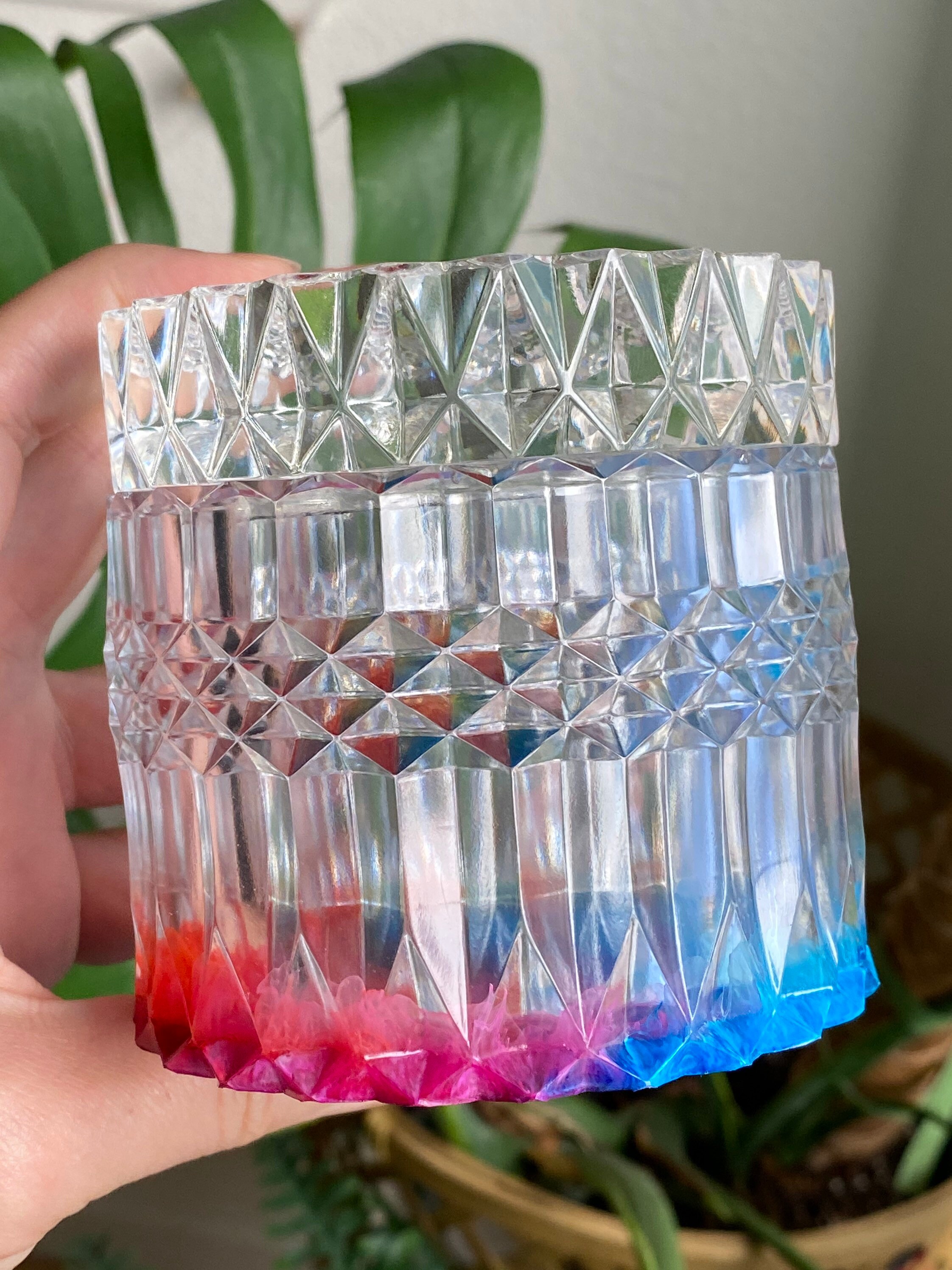 Rainbow Resin Jar With Lid Vintage Jars Vintage Glass Etsy UK