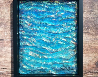 Iridescent Waves Wall Art, Home Decor, Epoxy Resin, Water Ocean Art