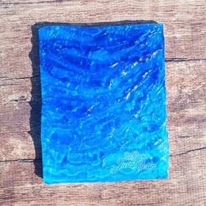 8x10" 3D Water Waves Sapphire Blue Ripples Wall Art Epoxy Resin Gradient Blue Waves Iridescent Ocean Beach Art Ocean Art 3D Wave Sculpture