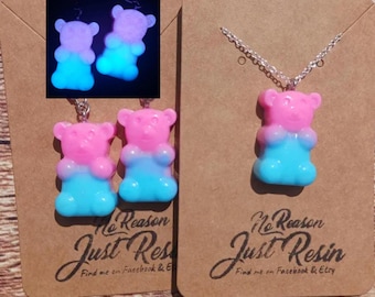 Gioielli a forma di orsetto di zucchero filato fosforescente, opere d'arte in resina, cibo finto, regali stravaganti per bambini