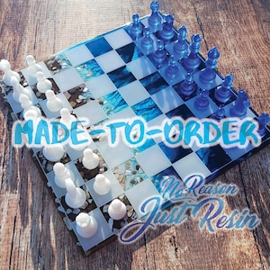Made to Order Beach Chess Set, Ocean Waves Coastal Beach Sand Resin Chess, Homemade Coastal Decor, Homemade Art