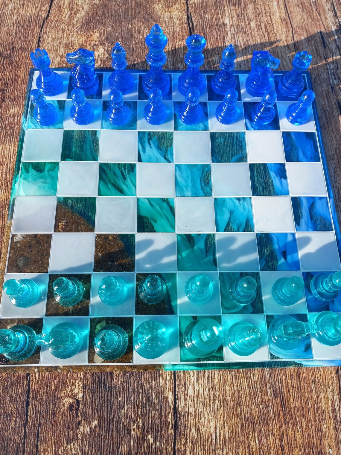 Made to Order Homemade Resin Chess Set Lake Huron Caseville Etsy