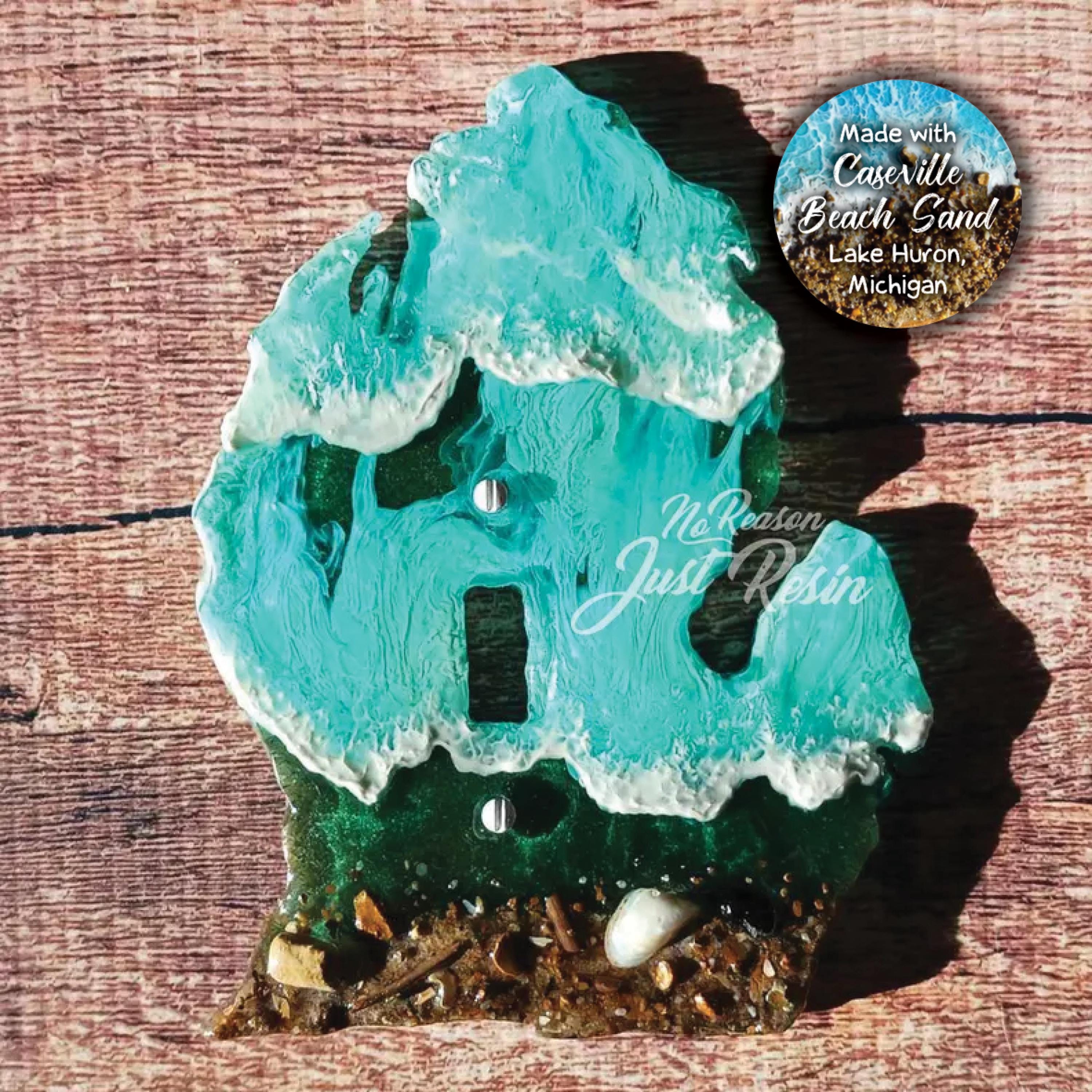 Michigan Light Switch Cover, Resin Art, Lake Huron Beach Sand, Christmas Gift