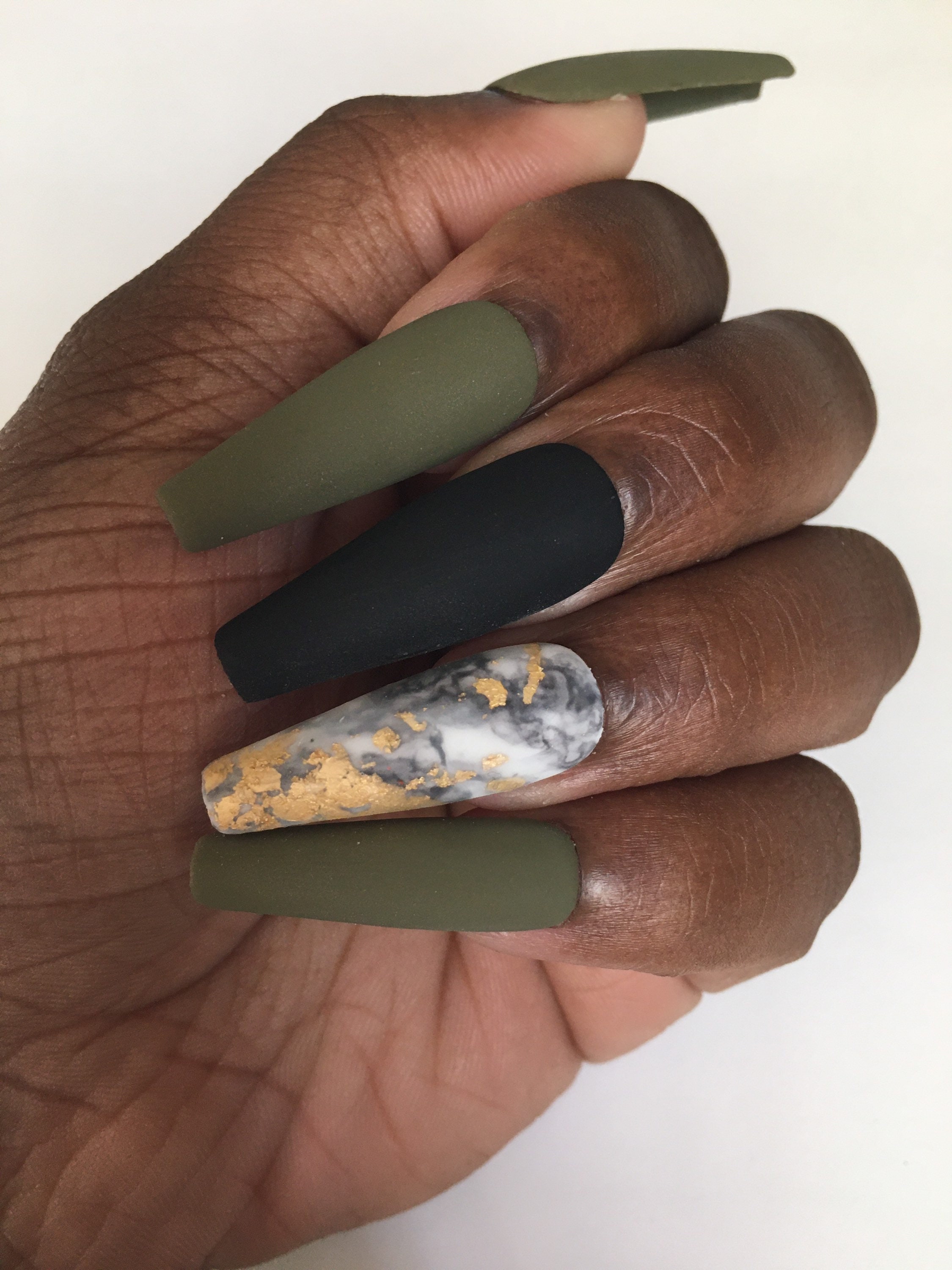 Militia Matte Olive Green Press on Nail Set - Etsy Militia Matte Olive Green Press on Nail Set - Etsy