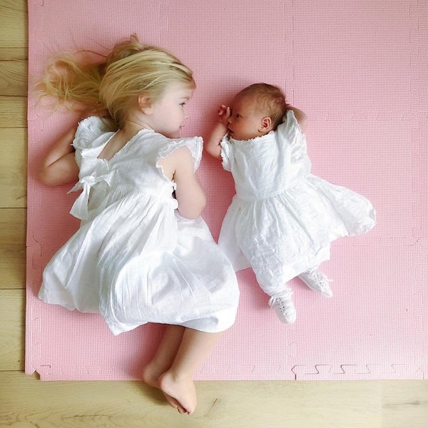 Blush Pink Baby Foam Play Mats Bundle -  Non-Slip Baby-Safe Soft Floor Tiles For PlayRoom And Nursery Decor - Newborn Shower Gift