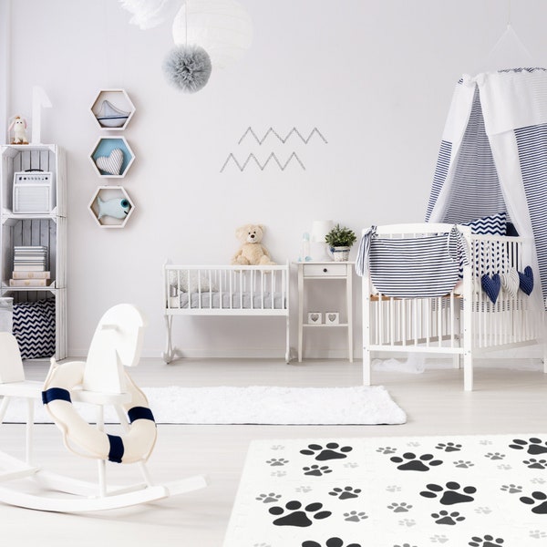 Puppy Paw Dog Themed Nature Inspired PlayMat - EVA Foam Soft Play Mat Bundle For Baby & Toddler Nursery PlayRoom