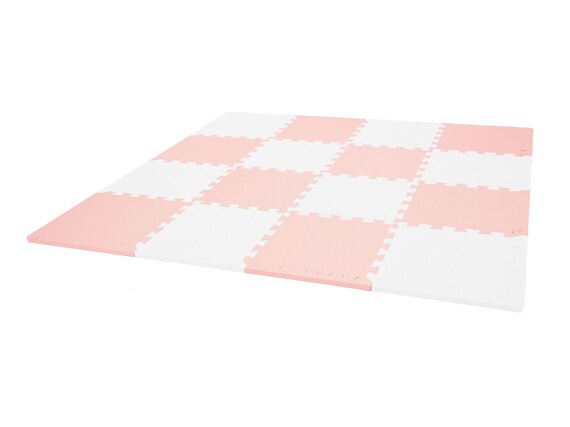 Blush Pink & Orchid White Foam Play Mats Bundle Anti-slip Baby