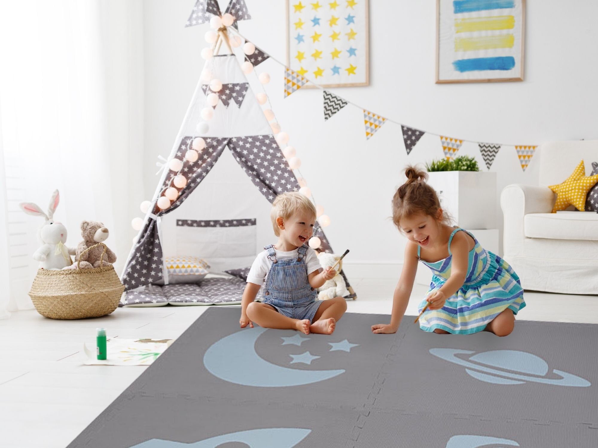 Tapis de jeu Soft Space EVA Mousse Antidérapant bébé-safe plancher doux  pour salle de jeux, playpen et pépinière Meilleur cadeau de douche de bébé  -  France