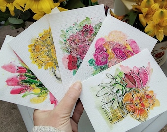 Set of 10 flower notelets