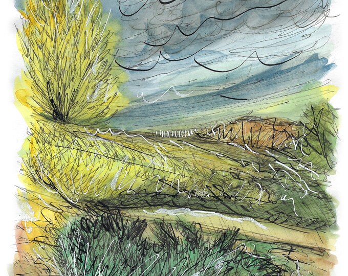 Sunshine and showers over the Fitties dunes print