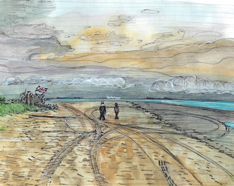 Winter walk to the beach shack print