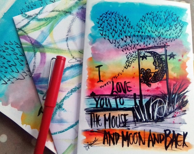 I love you to the moon and back A5 card handmade envelope