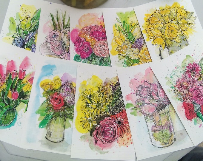 Set of 10 flower postcards- SET 2