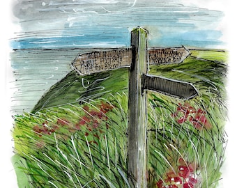 Bempton Cliffs fingerpost print