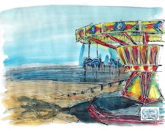 Fairground in autumn print