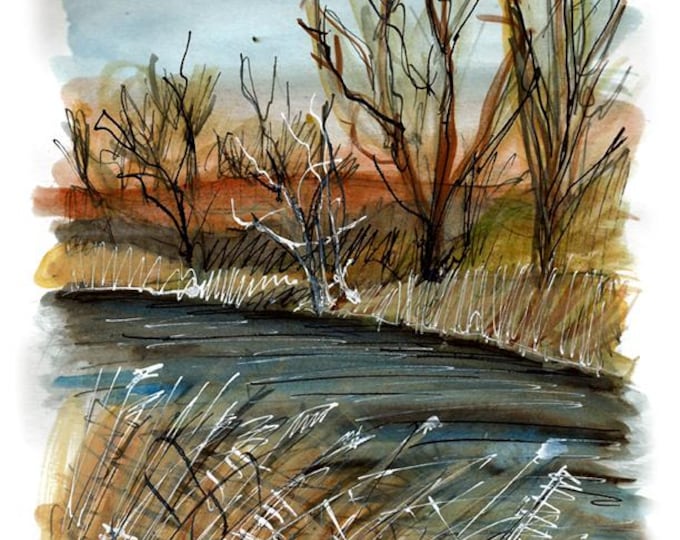 Freshney Valley ponds in golden light print