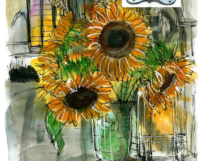 Sunflowers in the minster print