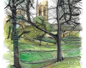 Lincoln Cathedral from Temple Gardens print
