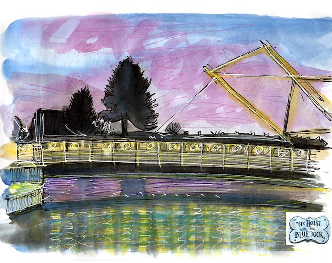 River Freshney bridge where it meets Alexandra dock print