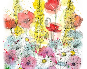 Summer wildflowers yellow print