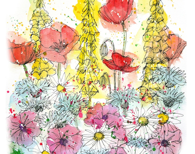 Summer wildflowers yellow print