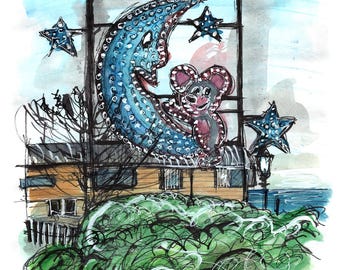 Blue moon with RNLI building print