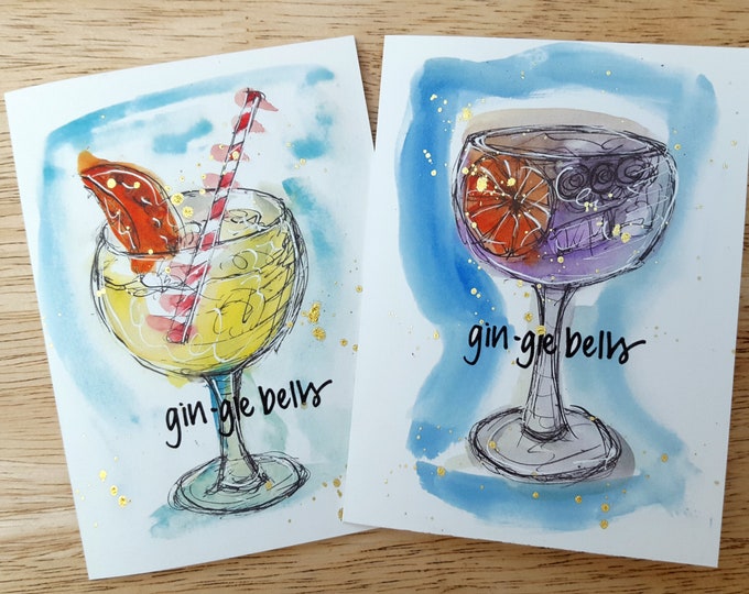 Set of 10 gin-gle bells Christmas cards