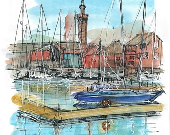 Docks and marina print